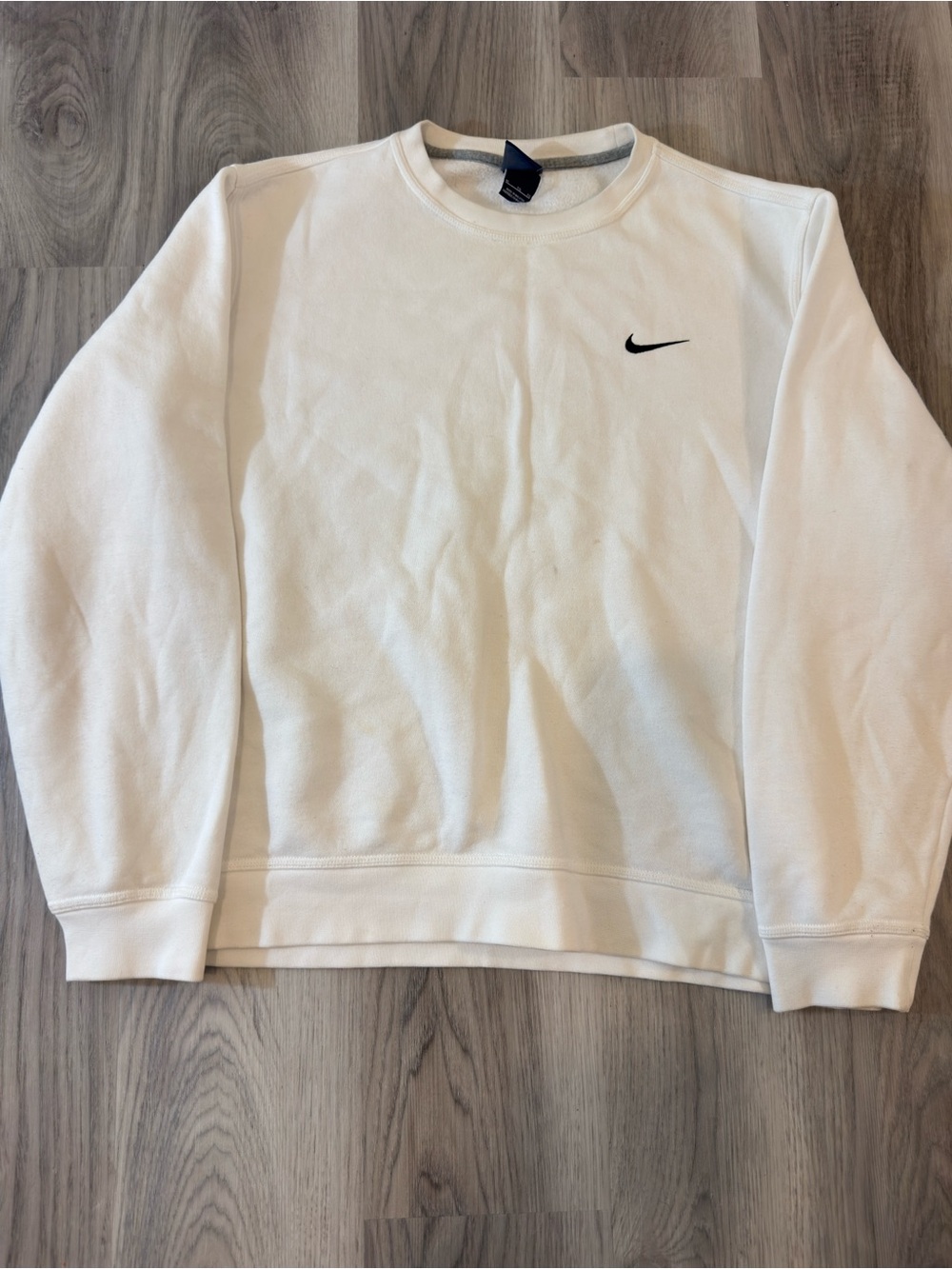 Nike White Crew Sweatshirt with Black Swoosh